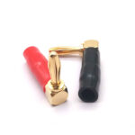 10 PCS / 5 Pairs 4mm Banana Plug L-shaped 90 Degree Soft Rubber Speaker Wiring Speaker Banana Head(Red+Black)