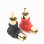 20 PCS / 10 Pairs L-shaped Lotus RCA Right Angle Elbow RCA Male to Female Audio Adapter(Color Random Delivery)