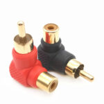 20 PCS / 10 Pairs L-shaped Lotus RCA Right Angle Elbow RCA Male to Female Audio Adapter(Color Random Delivery)