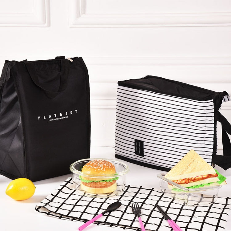 2 PCS Black White Stripes Portable Thermal Lunch Bags for Women Kids Men Food Picnic Cooler Box Insulated Tote Bag Storage Container(Black)