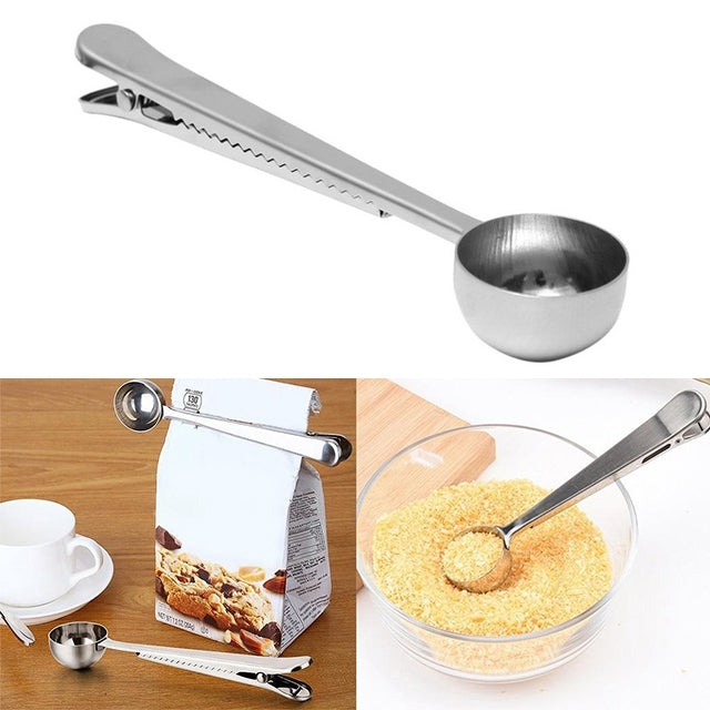 5PCS Multifunction Kitchen Coffee Scoop With Clip Stainless Steel Tea Coffee Measuring Cup Coffee Scoop