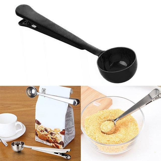 5PCS Multifunction Kitchen Coffee Scoop With Clip Stainless Steel Tea Coffee Measuring Cup Coffee Scoop