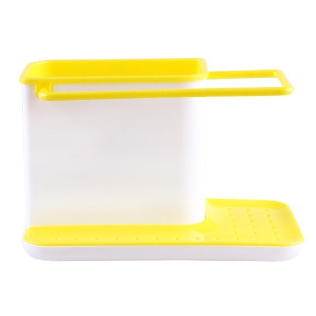 2 PCS Kitchen Sponge Organizer Stands Box Self Draining Sink Storage Rack(Yellow)
