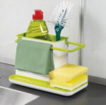 2 PCS Kitchen Sponge Organizer Stands Box Self Draining Sink Storage Rack(Yellow)