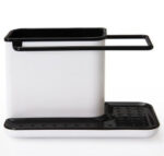 2 PCS Kitchen Sponge Organizer Stands Box Self Draining Sink Storage Rack(Black)