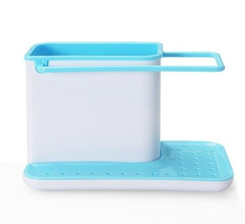 2 PCS Kitchen Sponge Organizer Stands Box Self Draining Sink Storage Rack(Blue)