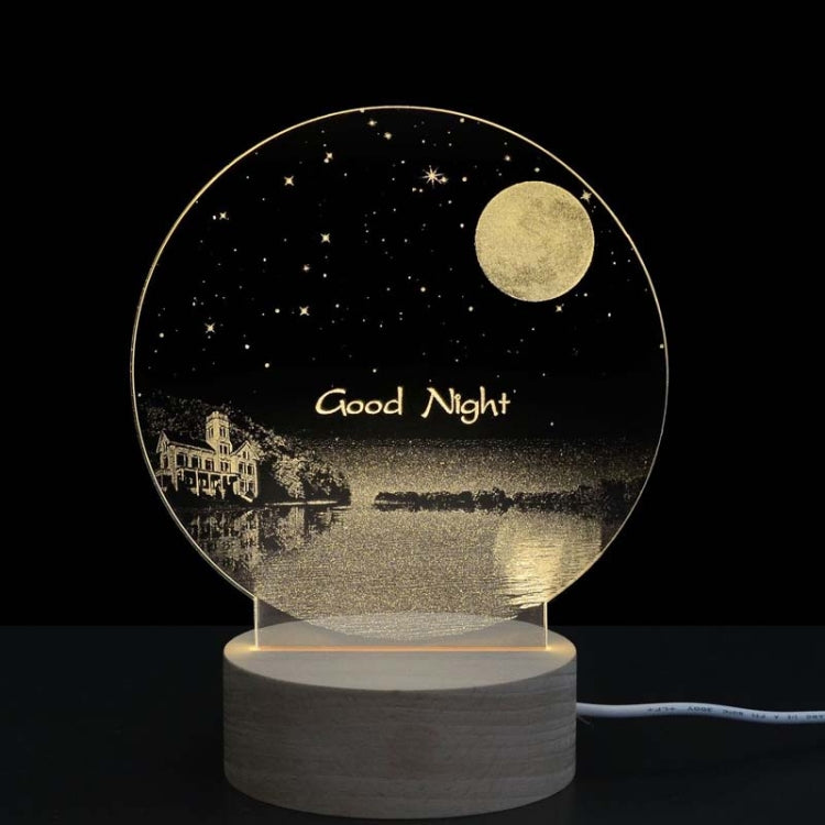 3D Atmosphere Decorative Light Acrylic Inner Carved LED Night Light Creative Girl Table Lamp(Good Night)