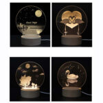 3D Atmosphere Decorative Light Acrylic Inner Carved LED Night Light Creative Girl Table Lamp(Good Night)