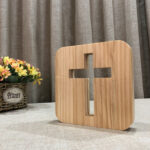 2.5W Cross Pine Craft Table Lamp Wooden LED Night Light(Warm White Light)