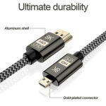 1.5m 8K UHD Micro HDMI to HDMI Nylon Braided Audio Video Cable