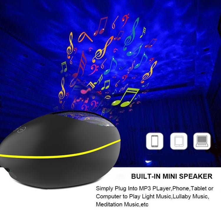 HMT-01  Remote Control Lucky Stone Ocean Projection Light LED Colorful Atmosphere Night Light USB Multifunctional Bluetooth Speaker(White)