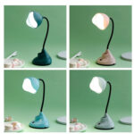 2 PCS Bedroom Bedside Dormitory Desk Study Eye Potection Desk Lamp(FY7712 Dark Green)