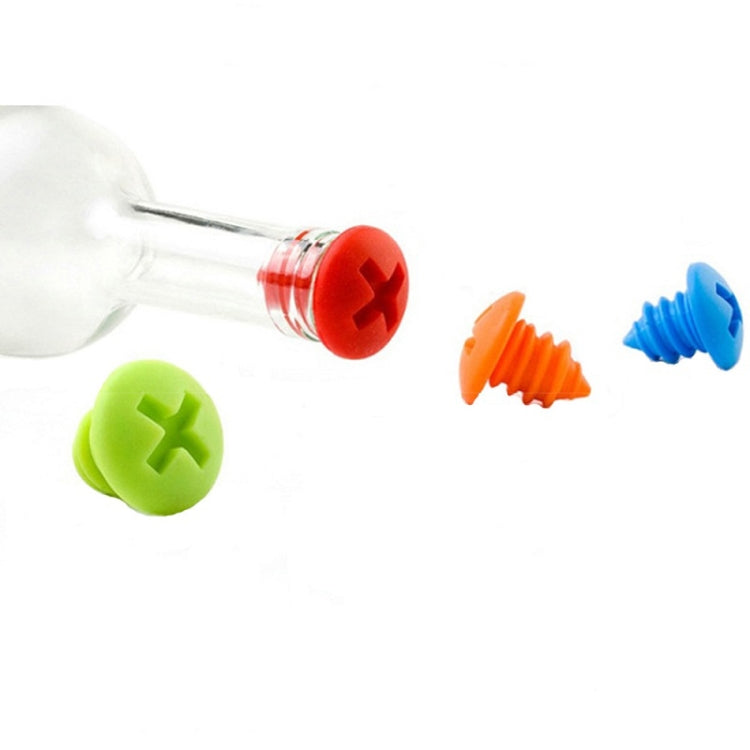 10 PCS Screw Shape Red Wine Preservation Silicone Bottle Stopper Random Colour Delivery