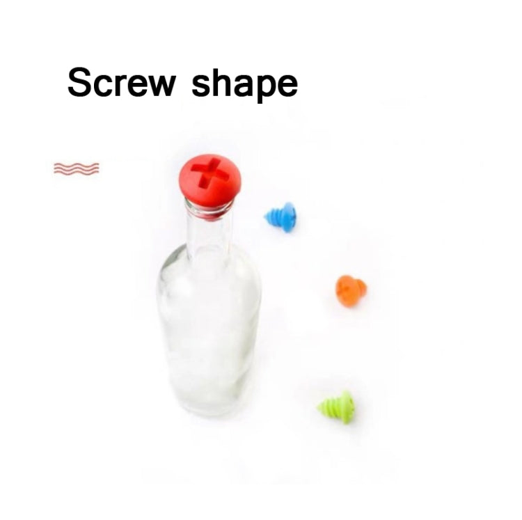 10 PCS Screw Shape Red Wine Preservation Silicone Bottle Stopper Random Colour Delivery