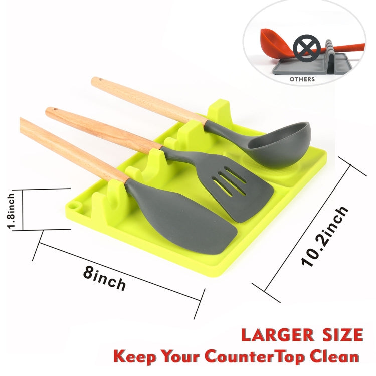 2 in 1 Kitchen Silicone Spoon Holder Shelf Large (Green)