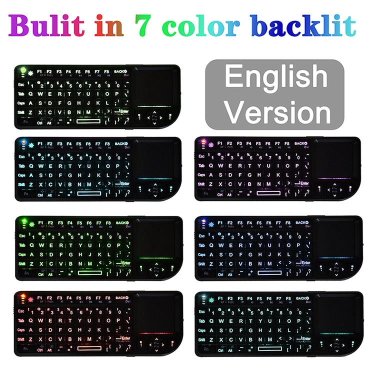 A8 Mini Wireless Mouse And Keyboard With Laser Touchpad Keyboard, Colour: English Colorful Backlight