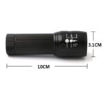 2 PCS Three-Speed Zoom LED Flashlight Mini Aluminum Flashlight(Black)