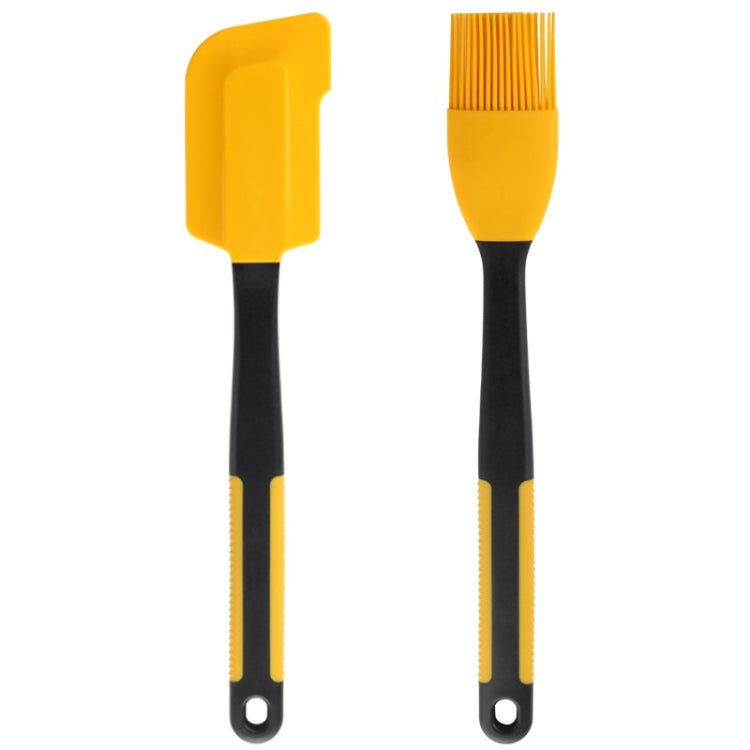 2 in 1 Baked Scraper High Temperature Resistance Silicone Butter Blade Cake Cream Smear Brush Set(Yellow)