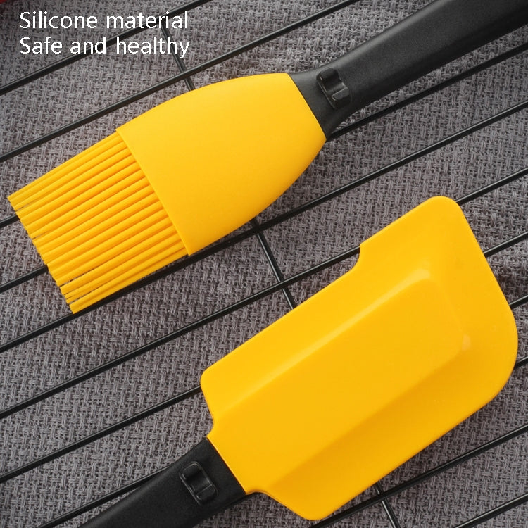 2 in 1 Baked Scraper High Temperature Resistance Silicone Butter Blade Cake Cream Smear Brush Set(Yellow)