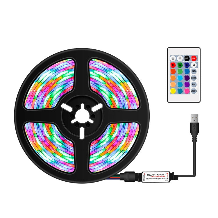 2m LED Light Strip 16 Color Remote Control RGB Light Belt USB Symphony Neon Decorative Soft Light Bar(Waterproof)