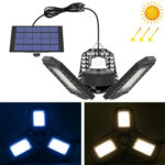 1 in 1 Outdoor Solar Waterproof Garden Decoration LED Folding Tri-Leaf Lamp Garage Light(Warm White Light)