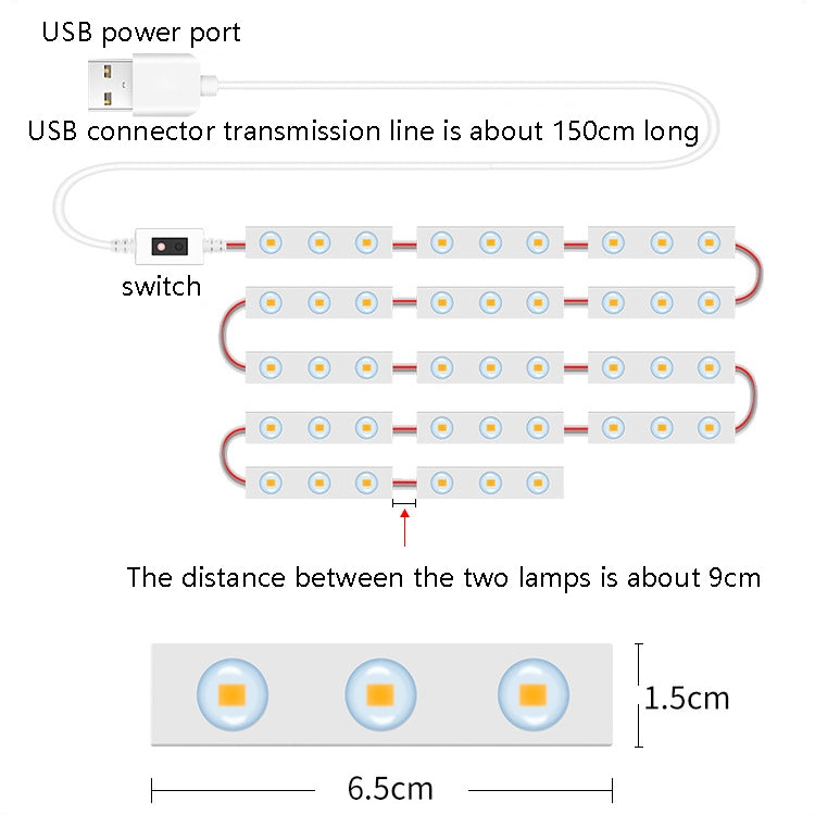 10 in 1 LED Mirror Front Lamp USB Touch Sensor Switch Makeup Live Broadcast Fill Light