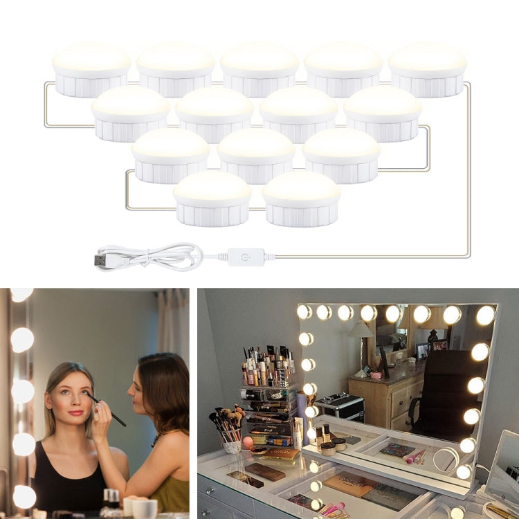 14 LEDs Mirror Front Light Dimmable Makeup Mirror USB Touch Control Light(White Light)