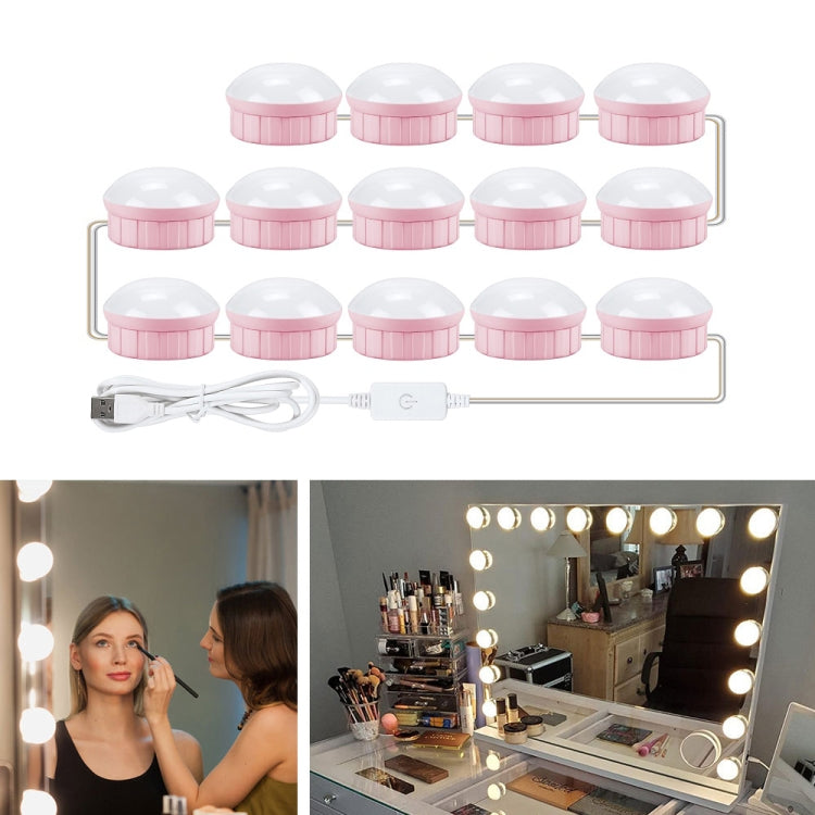14 LEDs Mirror Front Light Dimmable Makeup Mirror USB Touch Control Light(White Light)