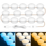 14 LEDs Cosmetic Room Bathroom Mirror Front Light USB Three-Color Dimming Light