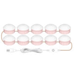 10 LEDs Cosmetic Room Bathroom Mirror Front Light USB Three-Color Dimming Light