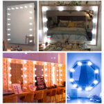 10 LEDs Cosmetic Room Bathroom Mirror Front Light USB Three-Color Dimming Light