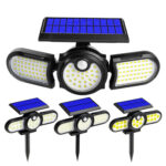 112 LED TG-TY080 3-Heads Rotatable Solar Wall Light Outdoor Waterproof Human Body Induction Garden Lawn Lamp