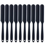 10 PCS Long Silicone Spatula Butter Cake Cream Scraper Baking Tool(Black)