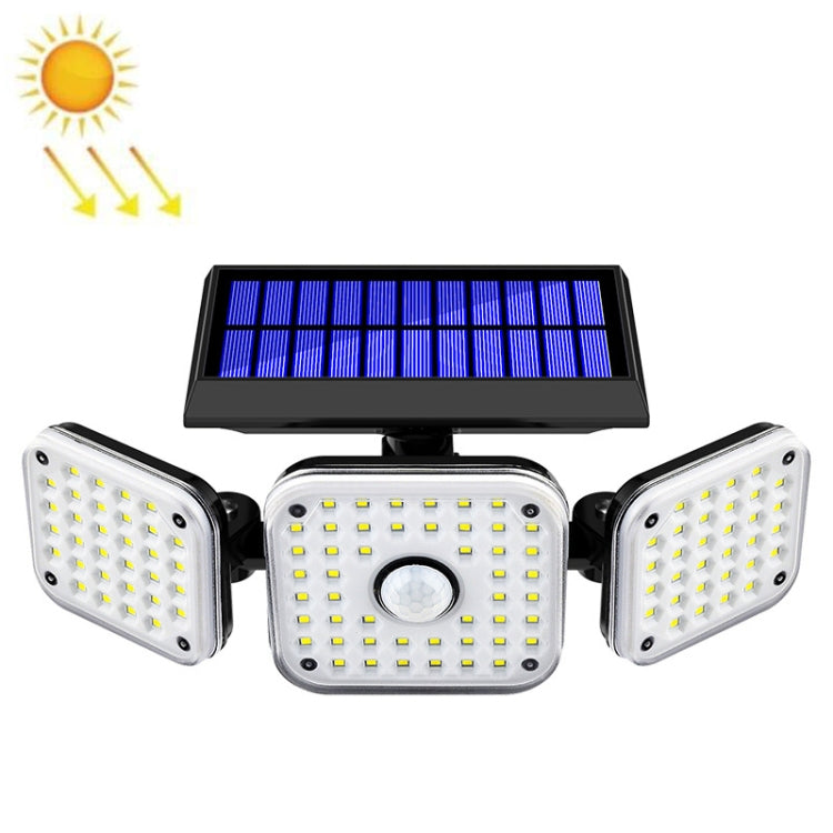 112 LED Solar 3-Head Rotatable Wall Lights Human Sense Outdoor Waterproof Garden Street Light