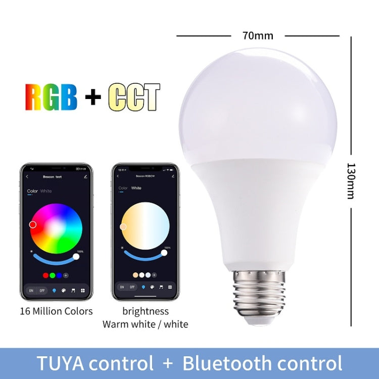 2 PCS Tuya TY-10W RGB+CCT Bluetooth Mobile Phone Control Smart LED Bulb Ball(RGB + Warm + White Light)