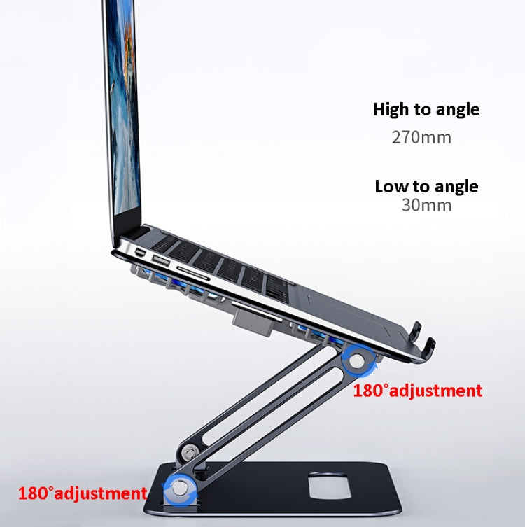 BONERUY P43F Aluminum Alloy Folding Computer Stand Notebook Cooling Stand, Colour: Silver with Type-C Cable