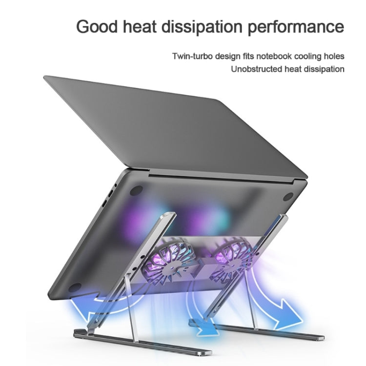 BONERUY P11F Notebook Cooling Bracket Fan Aluminum Alloy Radiator, Colour: Grey