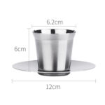 304 Stainless Steel Coffee Capsule Cup Double Insulation Coffee Cup, Style: Small Coffee Cup+Dish