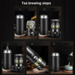 101-500ML Insulation Cup Tea Water Separation Tea Cup,Style:  Stainless Steel  Black