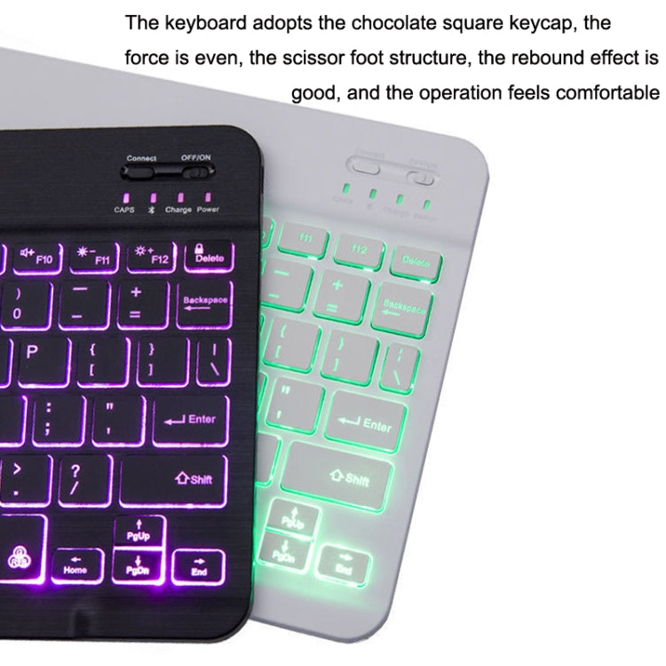 78 Keys 10 Inch RGB Colorful Backlit Bluetooth Keyboard For Mobile Phone / Tablet(Black)