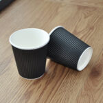 100 PCS 8oz Classic Black 260ml Thickened Anti-scalding Corrugated Coffee Cup