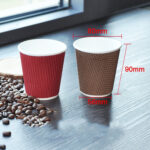 100 PCS 8oz Classic Black 260ml Thickened Anti-scalding Corrugated Coffee Cup