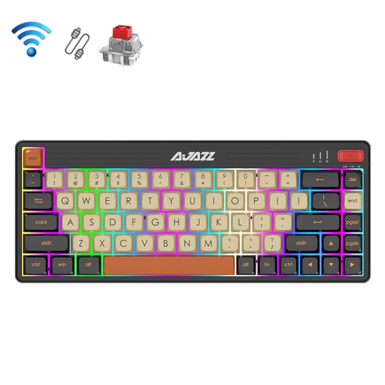 Ajazz K690T 69-key Wireless+Bluetooth+Wired Mechanical RGB Gaming Office Keyboard(Red Shaft)