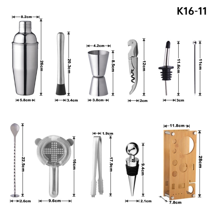 16 In 1 750ml Bamboo and Wood Rack Bartending Tool(K16-11)