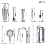 17 in 1 400ml Glass Shaker with Graduated Shaker Set(K17-3)