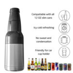 12oz 304 Stainless Steel Vacuum Insulated Thermal Cups For Can Beer Cooler(Stainless Steel Color)