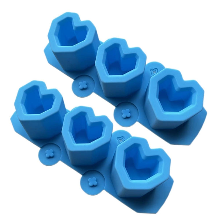 2 PCS 3 Grid Love-shaped Ice Cup Ice Tray Silicone Mold Cake Mold(Blue)