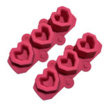 2 PCS 3 Grid Love-shaped Ice Cup Ice Tray Silicone Mold Cake Mold(Red)