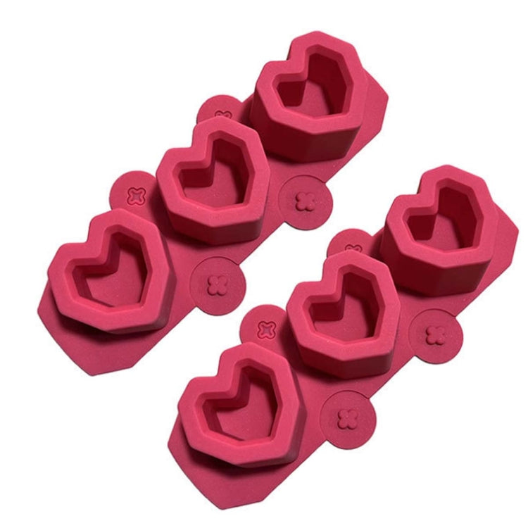 2 PCS 3 Grid Love-shaped Ice Cup Ice Tray Silicone Mold Cake Mold(Red)