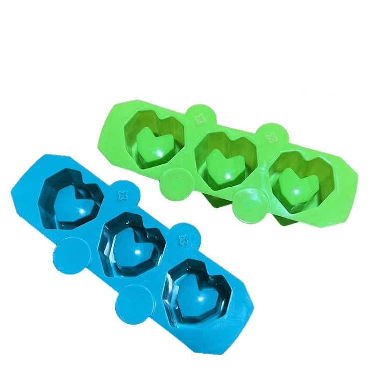 2 PCS 3 Grid Love-shaped Ice Cup Ice Tray Silicone Mold Cake Mold(Blue)